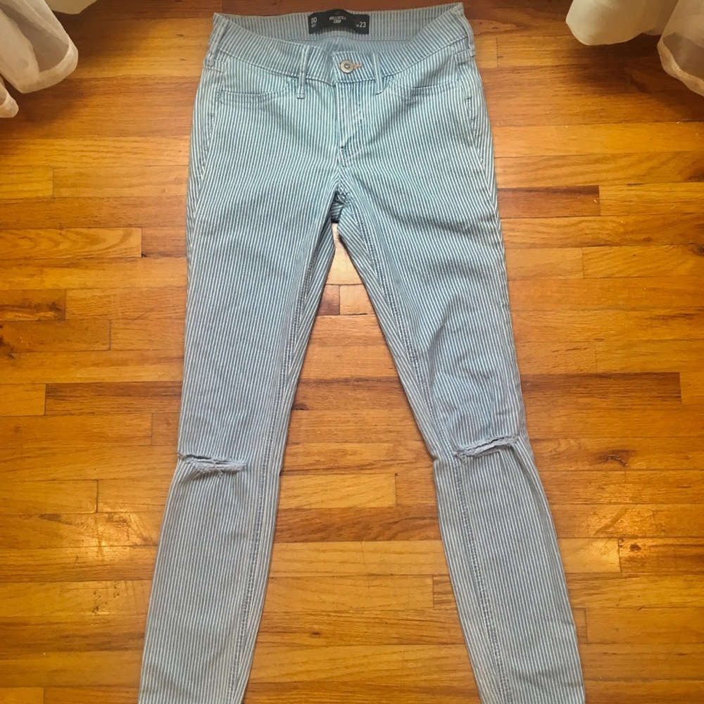 Blue and White Striped Hollister Jeans.